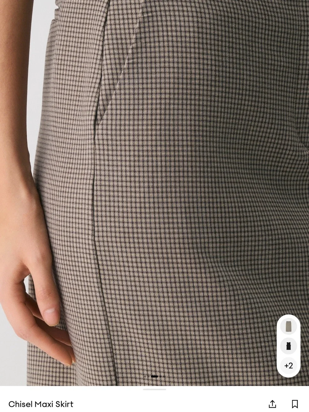 NWT Aritzia Chisel Maxi Skirt by Babaton, Grey Check, Maxi Pencil Skirt, Size 6 - Picture 10 of 16